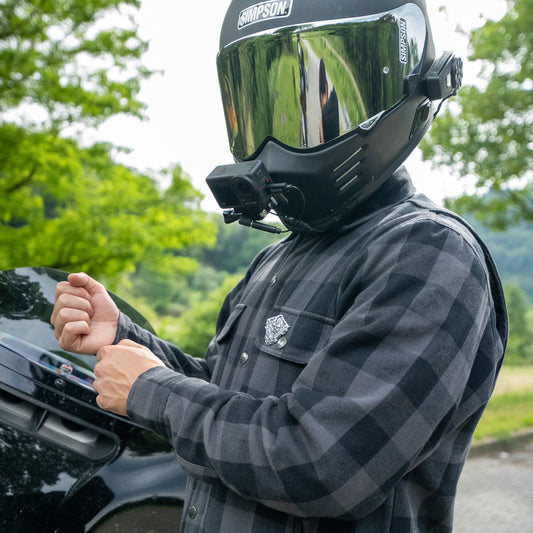 Kevlar Flannelhemd für Biker Grey / Black