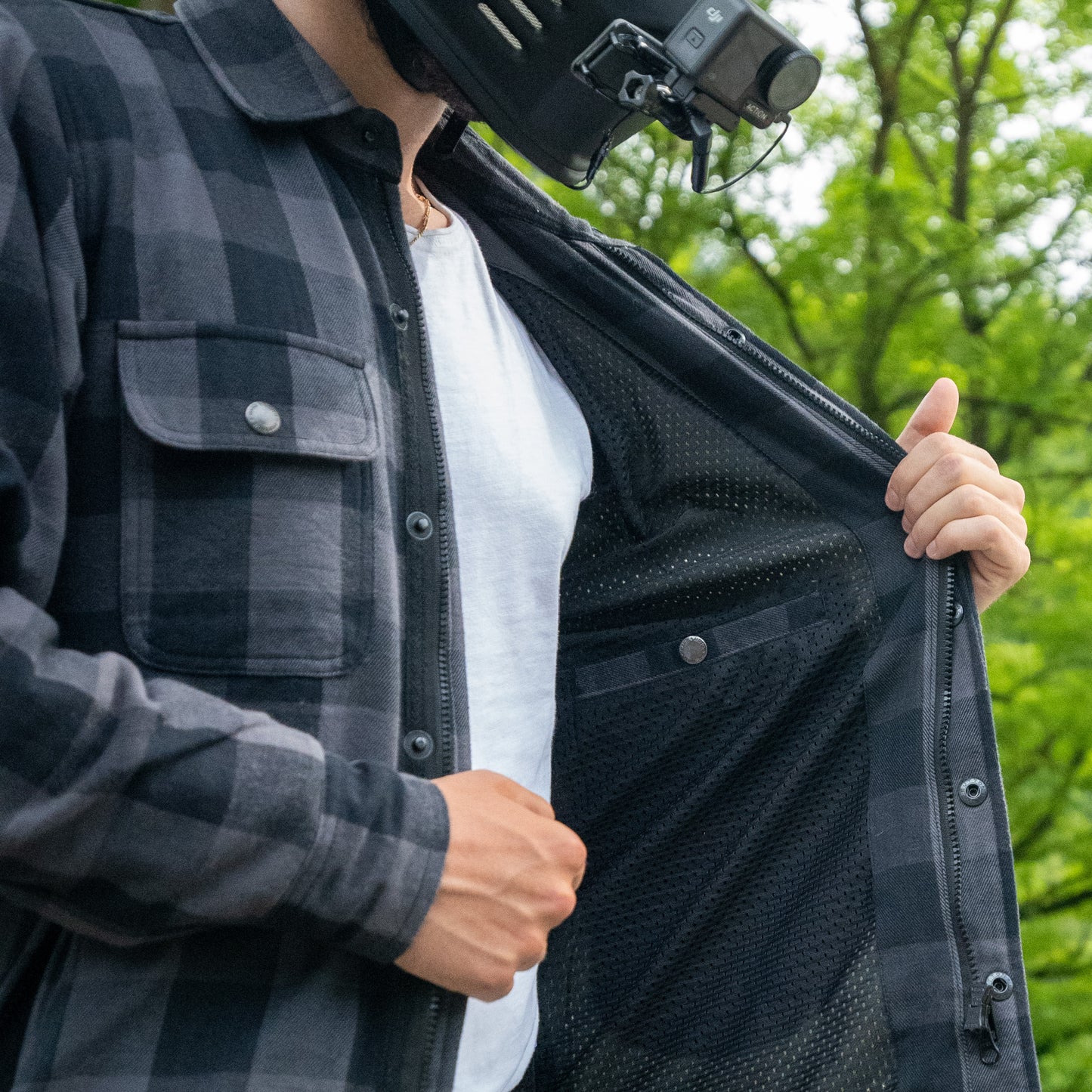 Kevlar Flannelhemd für Biker Grey / Black