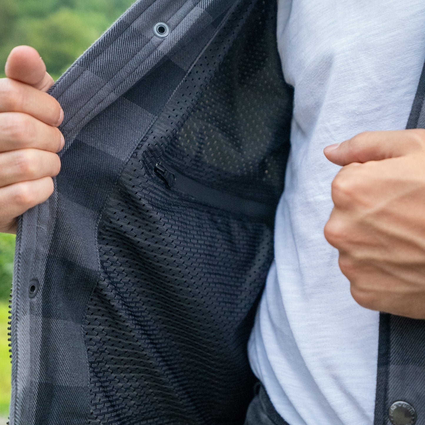 Kevlar Flannelhemd für Biker Grey / Black
