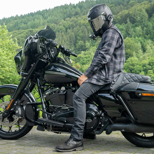 Kevlar Flannelhemd für Biker Grey / Black