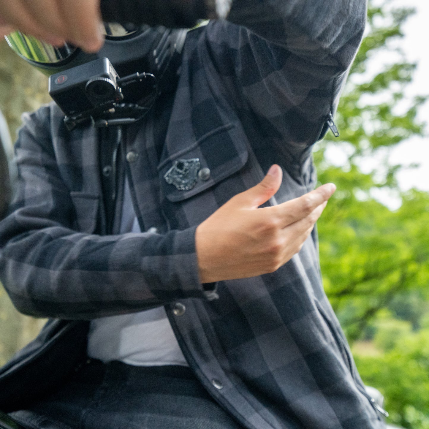 Kevlar Flannelhemd für Biker Grey / Black